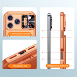 Til iPhone 18 Pro Max / 17 Pro Max Cover med skydelåg til linse, RFID-blokerende magnetisk kortholder, PC + TPU telefoncover