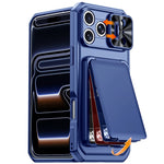 Til iPhone 18 Pro Max / 17 Pro Max Cover med skydelåg til linse, RFID-blokerende magnetisk kortholder, PC + TPU telefoncover