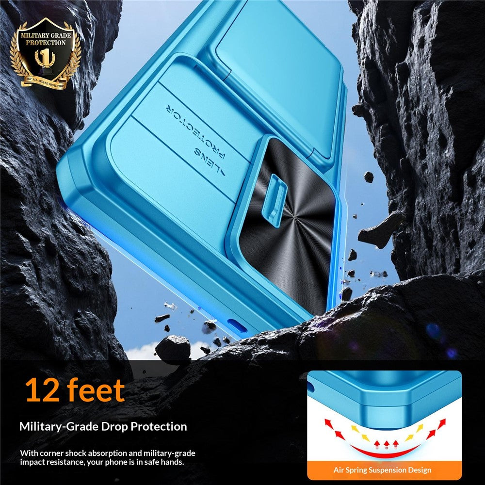 For Samsung Galaxy S26 Ultra Case Slide Lens Cover RFID Blocking Magnetic Card Holder PC + TPU Phone Shell