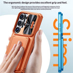 For Samsung Galaxy S26 Ultra Case Slide Lens Cover RFID Blocking Magnetic Card Holder PC + TPU Phone Shell