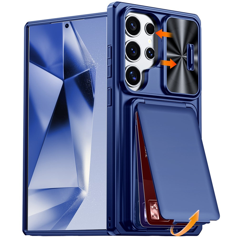 Til Samsung Galaxy S26 Ultra Cover Skydelinsebeskyttelse RFID Blokerende Magnetisk Kortholder PC + TPU Telefoncover