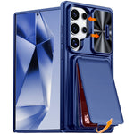 For Samsung Galaxy S26 Ultra Case Slide Lens Cover RFID Blocking Magnetic Card Holder PC + TPU Phone Shell