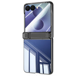 Samsung Galaxy Z Flip8-cover med HD-klar hærdet glasfilm, hængselstativ og galvaniseret PC-mobilcover