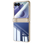 Samsung Galaxy Z Flip8-cover med HD-klar hærdet glasfilm, hængselstativ og galvaniseret PC-mobilcover
