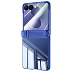 Samsung Galaxy Z Flip8-cover med HD-klar hærdet glasfilm, hængselstativ og galvaniseret PC-mobilcover