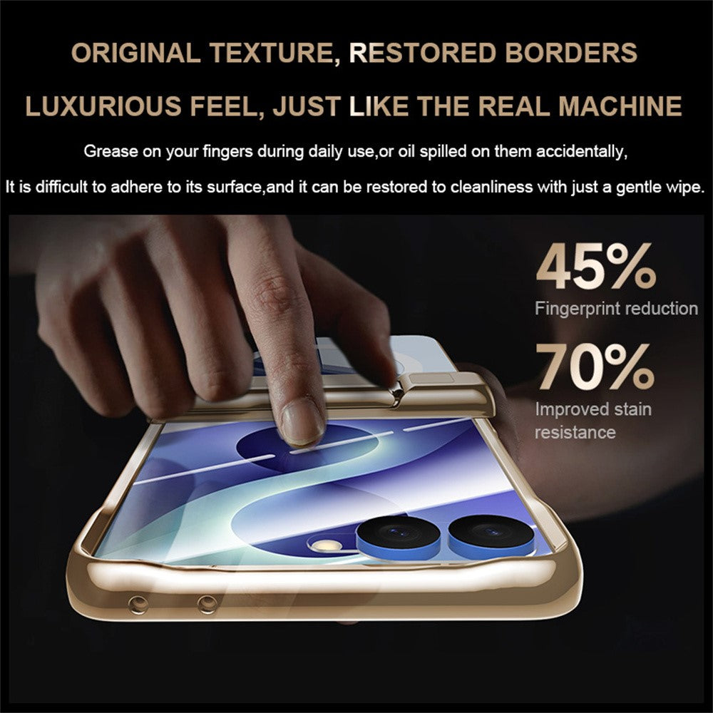 For Samsung Galaxy Z Flip8 Magnetic Case with Anti-Spy Screen Film, Hinge Kickstand Electroplated PC Phone Cover