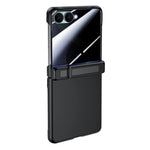 For Samsung Galaxy Z Flip8 Case with Anti-Spy Screen Protector Hinge Kickstand Skin-Textured PC Phone Cover