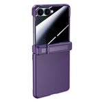For Samsung Galaxy Z Flip8 Case with Anti-Spy Screen Protector Hinge Kickstand Skin-Textured PC Phone Cover