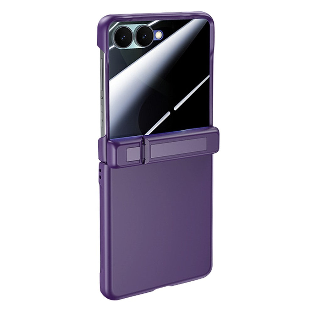 For Samsung Galaxy Z Flip8 Case with Anti-Spy Screen Protector Hinge Kickstand Skin-Textured PC Phone Cover
