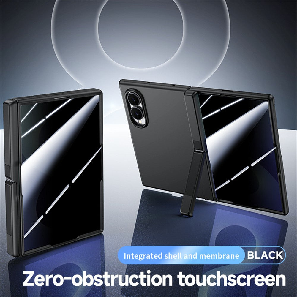 For Samsung Galaxy Z Fold8 Case with Anti-Spy Screen Protector Hinge Kickstand Skin-Textured PC Phone Cover