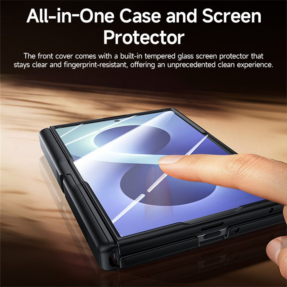 For Samsung Galaxy Z Fold8 Case with Anti-Spy Screen Protector Hinge Kickstand Skin-Textured PC Phone Cover