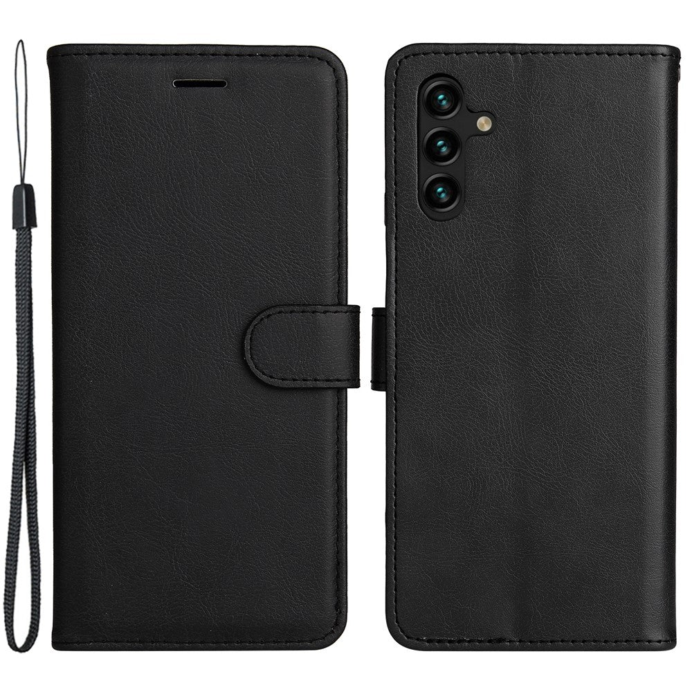 For Samsung Galaxy A34 5G Case Solid Color Leather Mobile Cover Wallet Stand with Strap