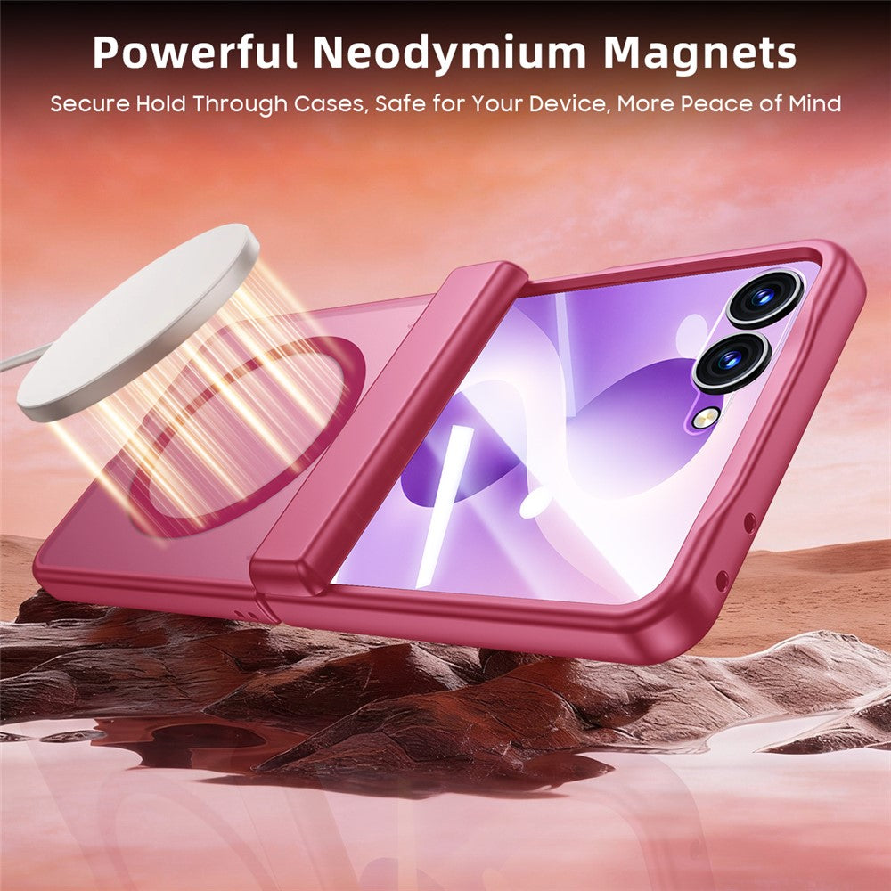 For Samsung Galaxy Z Flip8 Magnetic Case with HD Screen Protector Skin-Feel Matte PC Hinge Protection Phone Cover
