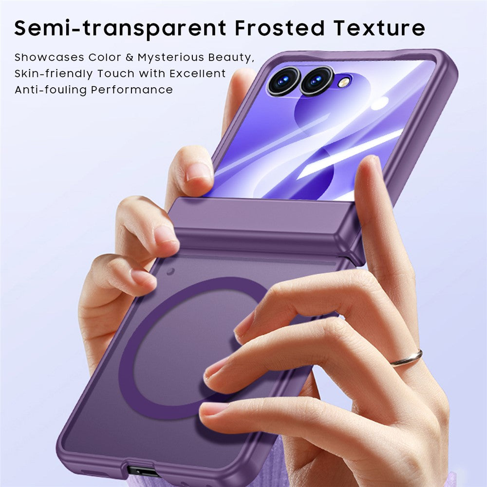 For Samsung Galaxy Z Flip8 Magnetic Case with HD Screen Protector Skin-Feel Matte PC Hinge Protection Phone Cover