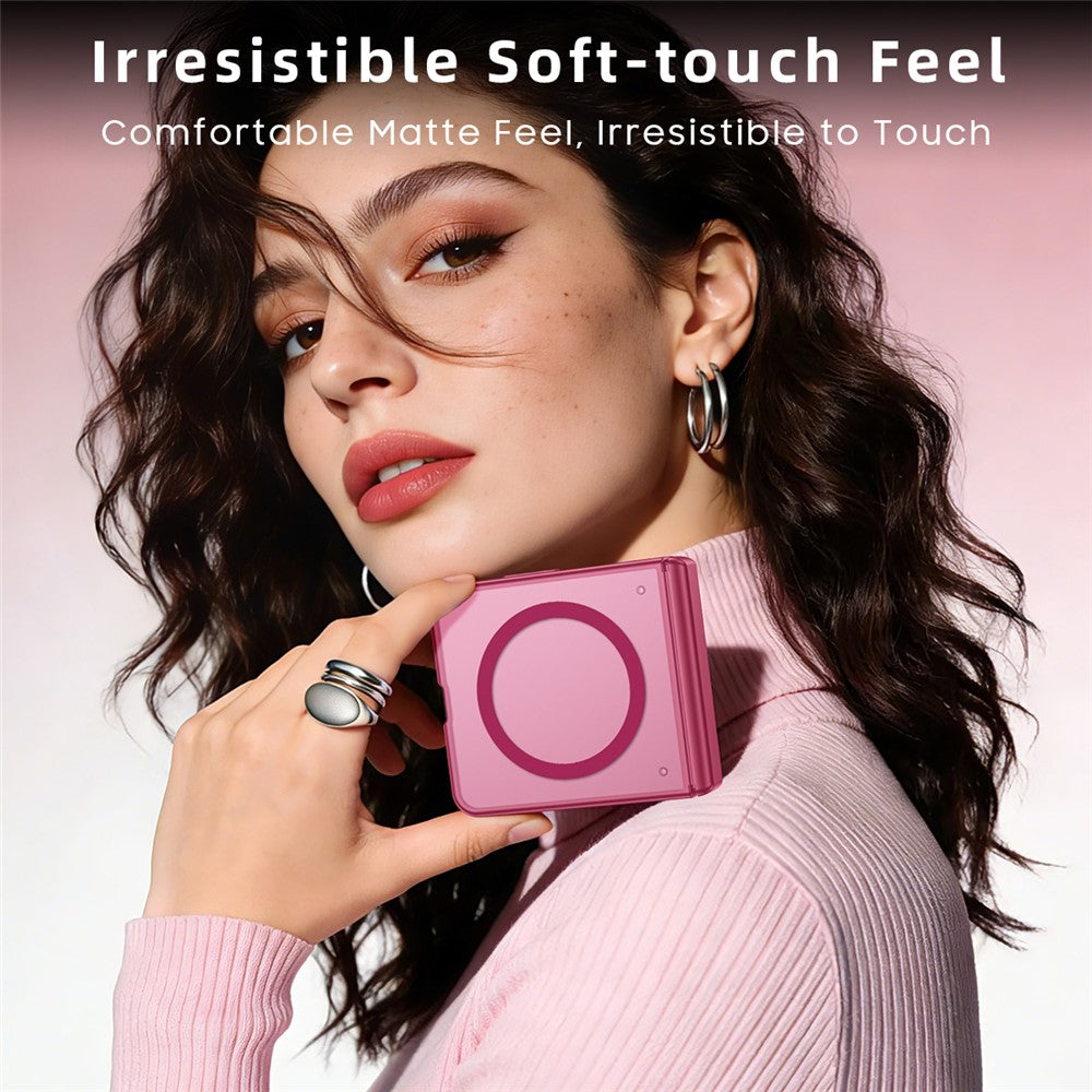 For Samsung Galaxy Z Flip8 Magnetic Case with HD Screen Protector Skin-Feel Matte PC Hinge Protection Phone Cover