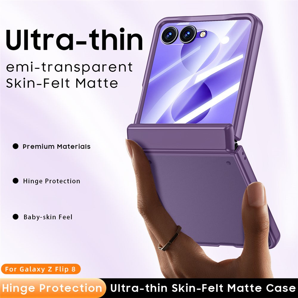 Til Samsung Galaxy Z Flip8 Cover med HD Skærmbeskytter Hudvenligt PC Mat Beskyttende Telefoncover