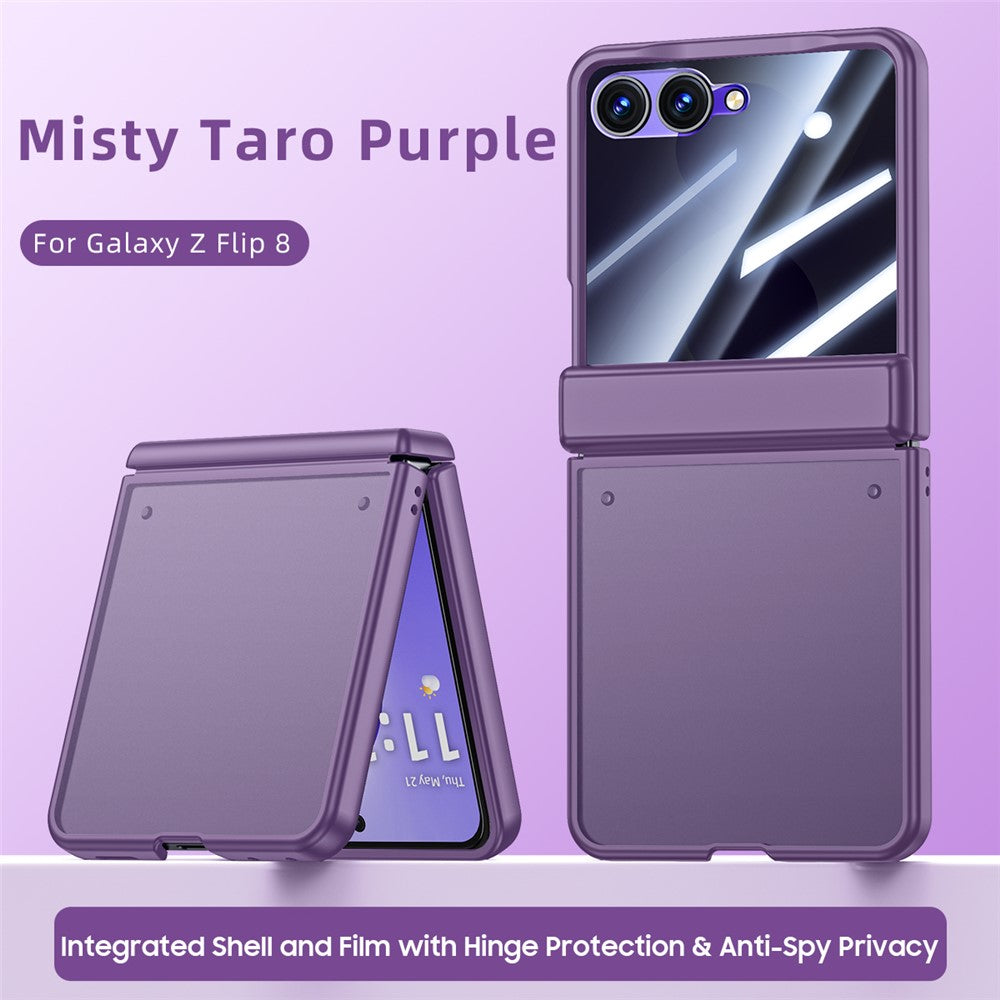 For Samsung Galaxy Z Flip8 Case with Anti-spy Screen Protector Skin-touch PC Matte Protective Phone Cover