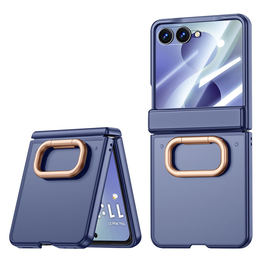 For Samsung Galaxy Z Flip8 Case with HD Screen Protector Ring Kickstand Hinge Protection Matte PC Phone Cover