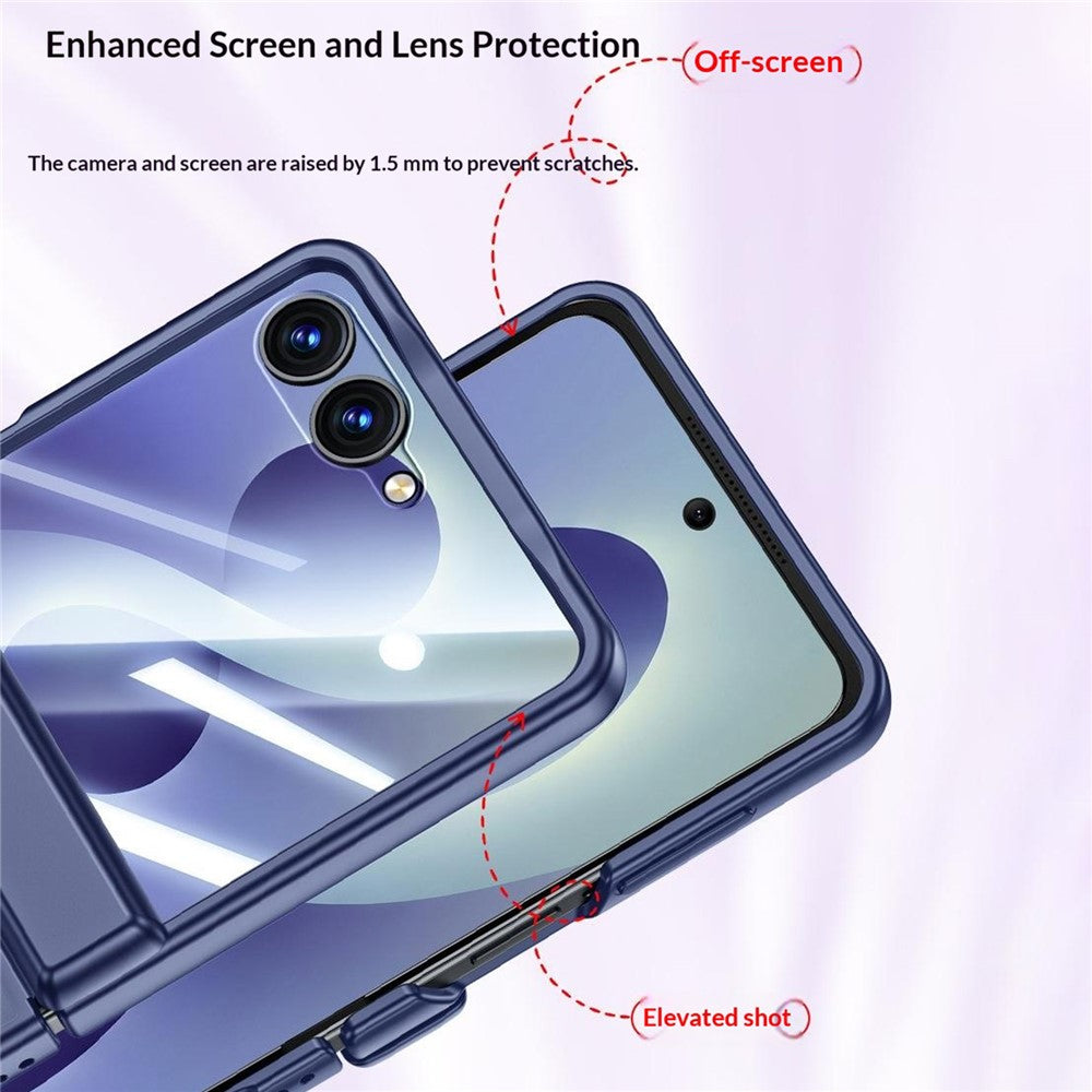 For Samsung Galaxy Z Flip8 Case with HD Screen Protector Ring Kickstand Hinge Protection Matte PC Phone Cover