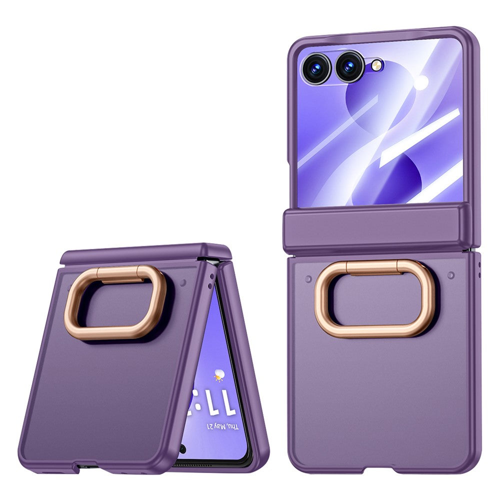For Samsung Galaxy Z Flip8 Case with HD Screen Protector Ring Kickstand Hinge Protection Matte PC Phone Cover