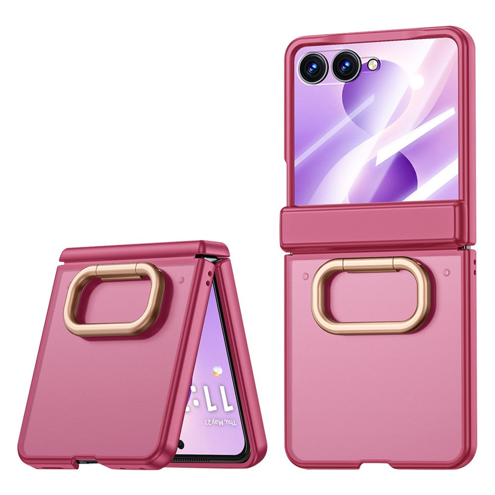 For Samsung Galaxy Z Flip8 Case with HD Screen Protector Ring Kickstand Hinge Protection Matte PC Phone Cover