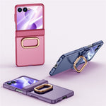 For Samsung Galaxy Z Flip8 Case with Anti-Spy Screen Protector Ring Kickstand Hinge Protection Matte PC Phone Cover