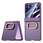 For Samsung Galaxy Z Flip8 Case with Anti-Spy Screen Protector Ring Kickstand Hinge Protection Matte PC Phone Cover