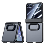 For Samsung Galaxy Z Flip8 Case with Anti-Spy Screen Protector Ring Kickstand Hinge Protection Matte PC Phone Cover