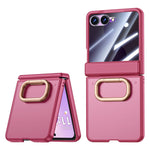 For Samsung Galaxy Z Flip8 Case with Anti-Spy Screen Protector Ring Kickstand Hinge Protection Matte PC Phone Cover