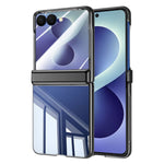 For Samsung Galaxy Z Flip8 Case with HD Clear Tempered Glass Film, Hinge Kickstand Electroplating PC Phone Cover