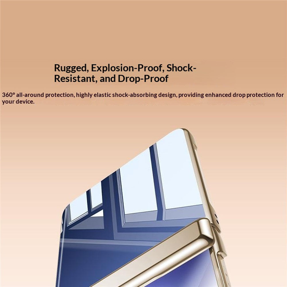 For Samsung Galaxy Z Flip8 Case with HD Clear Tempered Glass Film, Hinge Kickstand Electroplating PC Phone Cover