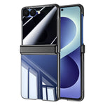 For Samsung Galaxy Z Flip8 Case with HD Clear Tempered Glass Film, Hinge Kickstand Electroplating PC Phone Cover