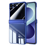 For Samsung Galaxy Z Flip8 Case with HD Clear Tempered Glass Film, Hinge Kickstand Electroplating PC Phone Cover
