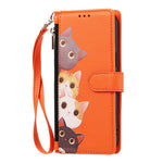 For iPhone 17th / 16th Case Cute Cat Pattern PU Leather Flip Wallet Phone Cover with Wrist Strap