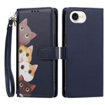 For iPhone 17th / 16th Case Cute Cat Pattern PU Leather Flip Wallet Phone Cover with Wrist Strap