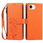 For iPhone 17th / 16th Case Rose Pattern Imprinted Wallet Stand PU Leather Phone Cover with Wrist Strap