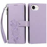 For iPhone 17th / 16th Case Rose Pattern Imprinted Wallet Stand PU Leather Phone Cover with Wrist Strap