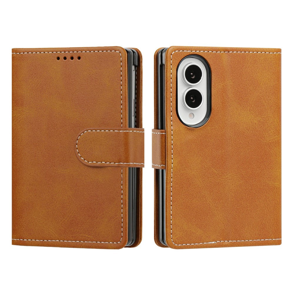 Til Samsung Galaxy Z Fold8 Wallet Case Flip Stand Kalvelæder PU Læder Telefoncover