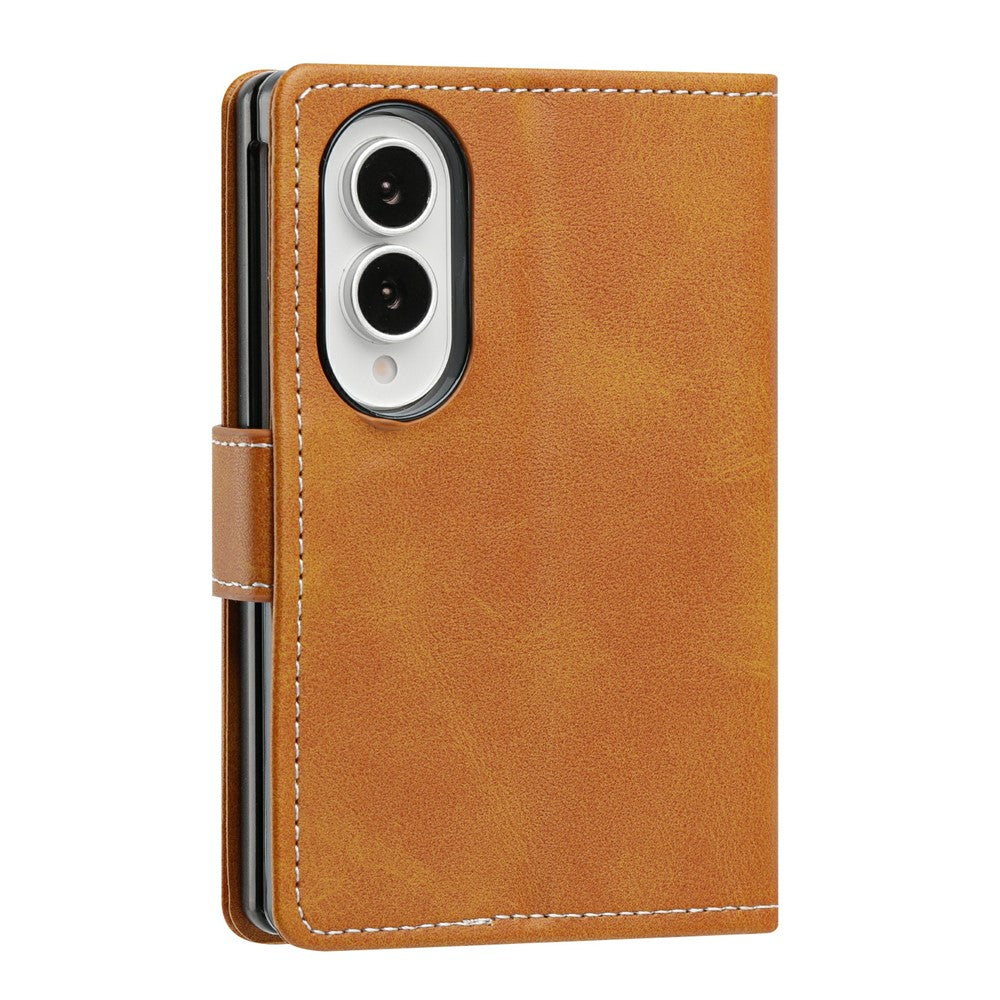 Til Samsung Galaxy Z Fold8 Wallet Case Flip Stand Kalvelæder PU Læder Telefoncover