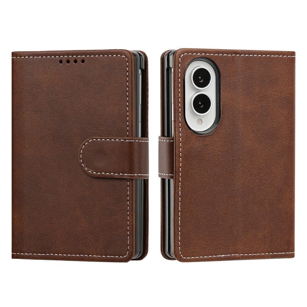 Til Samsung Galaxy Z Fold8 Wallet Case Flip Stand Kalvelæder PU Læder Telefoncover