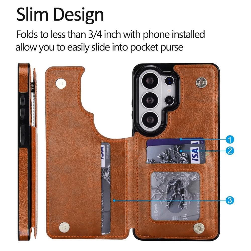 Til Samsung Galaxy S26 Ultra Pung Etui Kort Holder Magnetisk Lukning PU Læder Telefoncover