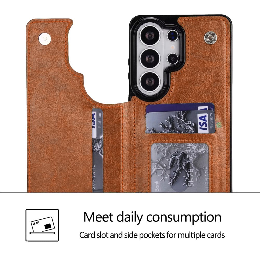Til Samsung Galaxy S26 Ultra Pung Etui Kort Holder Magnetisk Lukning PU Læder Telefoncover