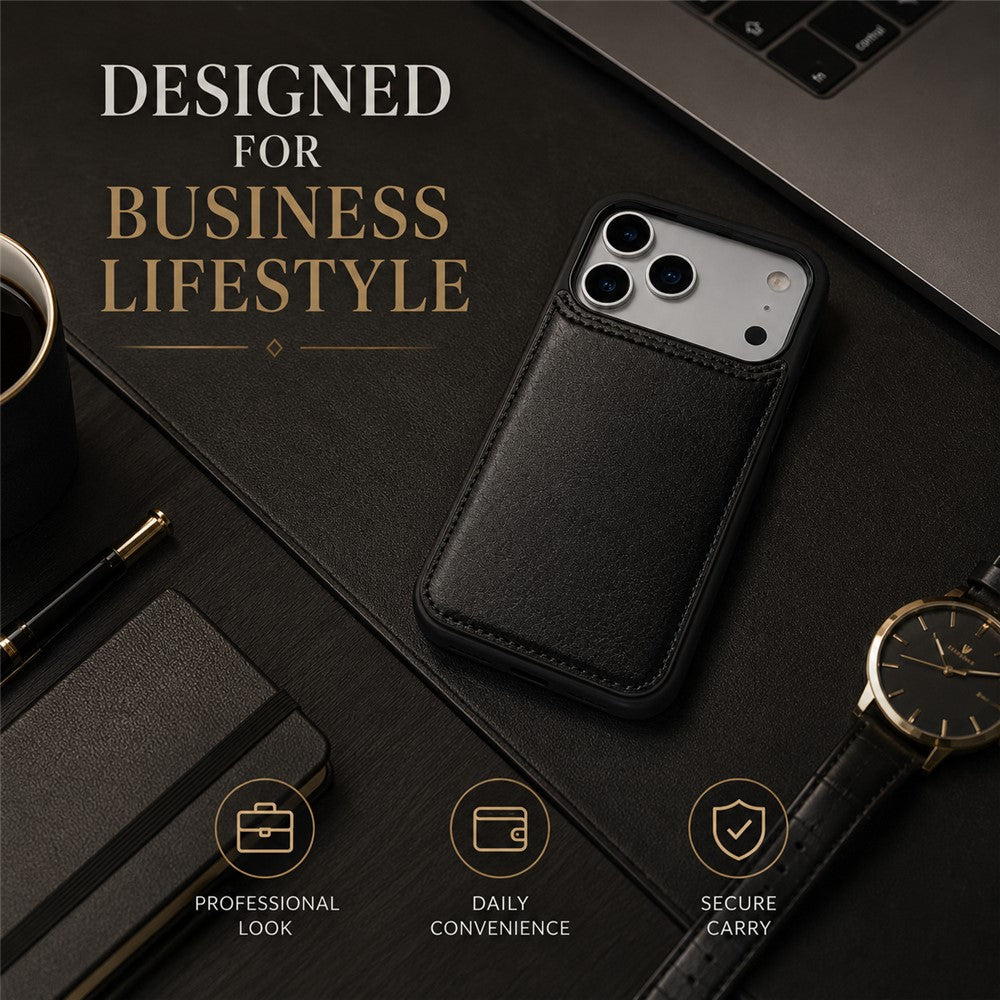 Wallet Case for iPhone 18 Pro  /  iPhone 17 Pro Magnetic Closure Card Holder Leather Phone Cover