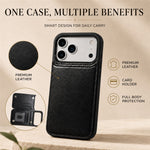 Wallet Case for iPhone 18 Pro  /  iPhone 17 Pro Magnetic Closure Card Holder Leather Phone Cover