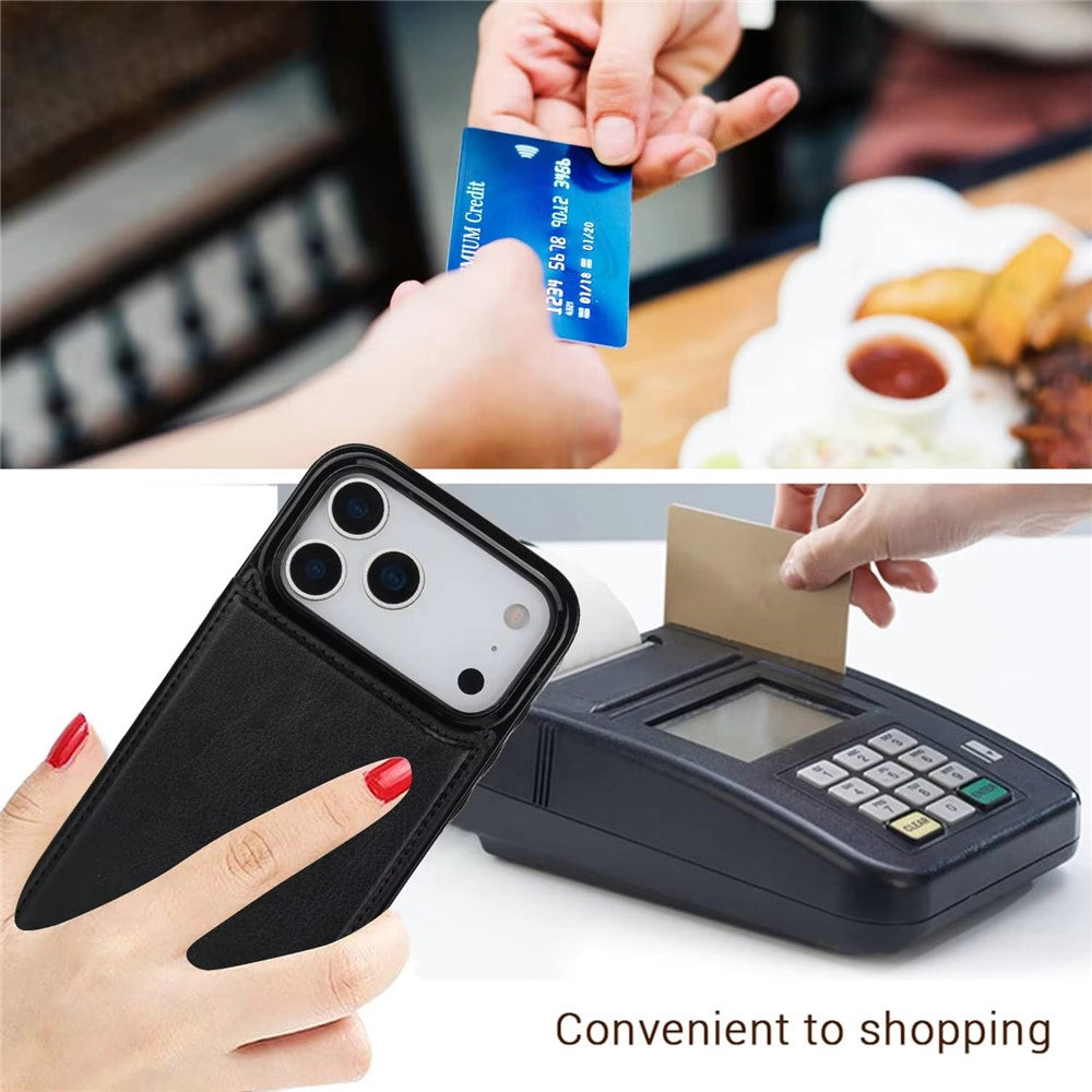 Wallet Case for iPhone 18 Pro  /  iPhone 17 Pro Magnetic Closure Card Holder Leather Phone Cover