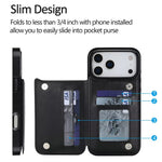 Wallet Case for iPhone 18 Pro  /  iPhone 17 Pro Magnetic Closure Card Holder Leather Phone Cover