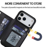 Wallet Case for iPhone 18 Pro  /  iPhone 17 Pro Magnetic Closure Card Holder Leather Phone Cover