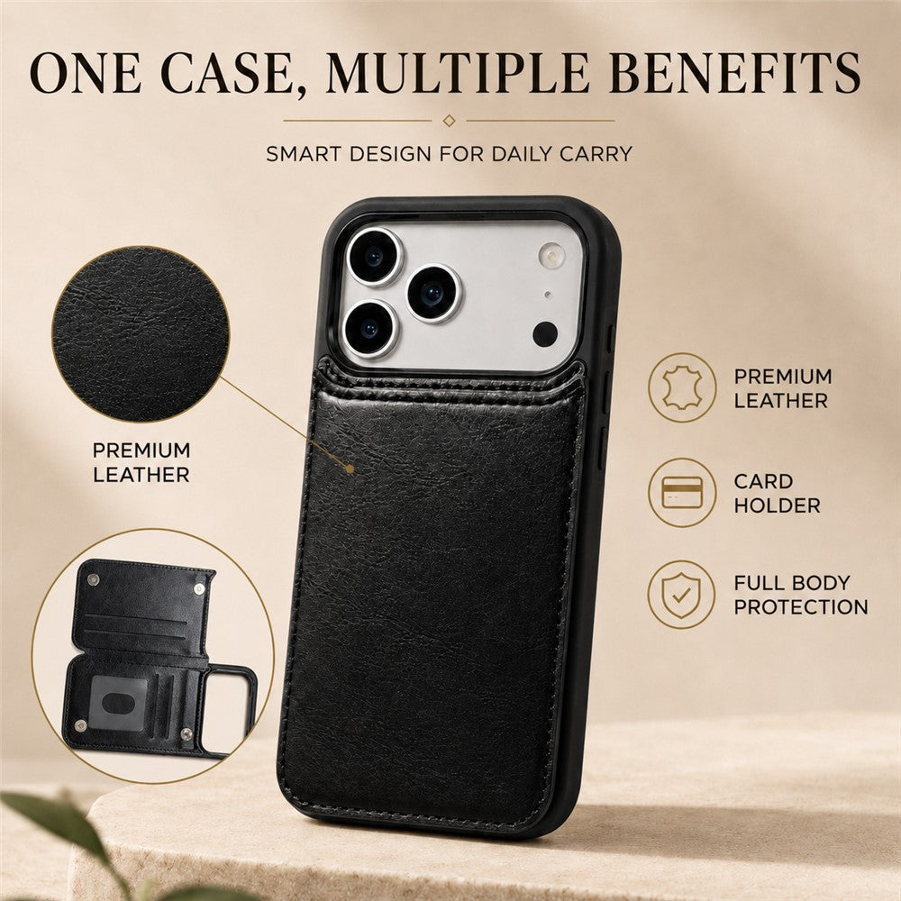 Pungcover til iPhone 18 Pro Max / iPhone 17 Pro Max Magnetisk Lukning Kortlomme Læder Telefoncover