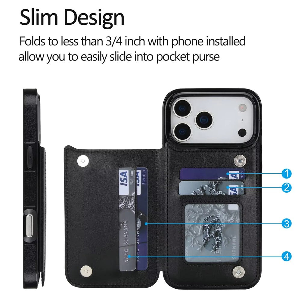 Pungcover til iPhone 18 Pro Max / iPhone 17 Pro Max Magnetisk Lukning Kortlomme Læder Telefoncover