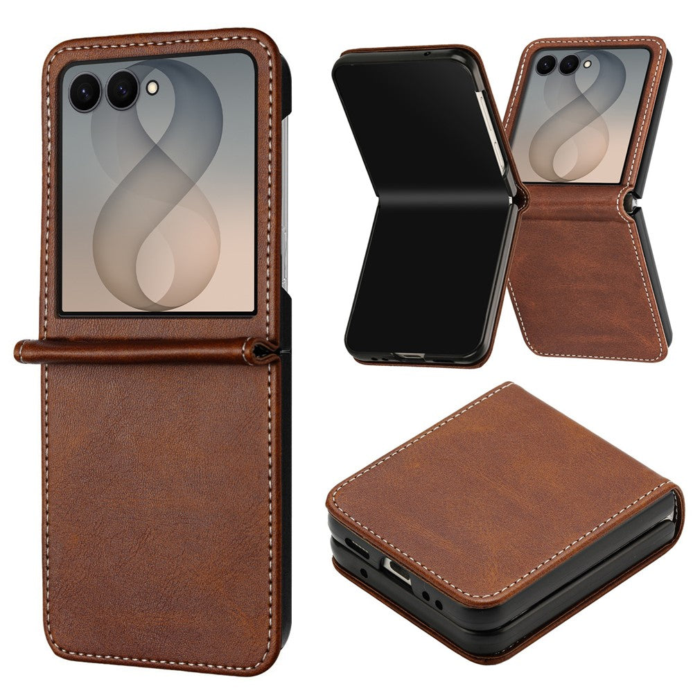 For Samsung Galaxy Z Flip8 Case Calf Texture PU Leather Phone Cover